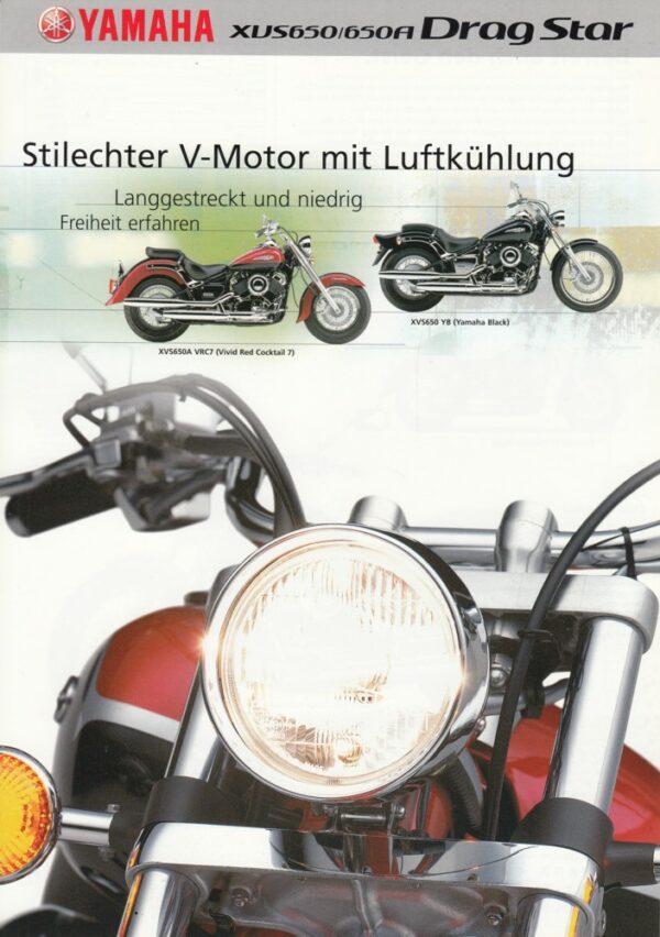 YAMAHA XVS 650 /A Drag Star + Prospekt flyer + 1 Blatt / 2 Seiten + aus 2001