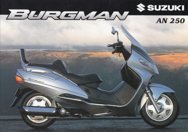 SUZUKI AN 250 Burgman + Prospekt brochure + 4 Seiten + aus 5/1998