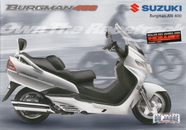 SUZUKI AN 400 Burgman + Prospekt brochure + 4 Seiten + aus 12/2000