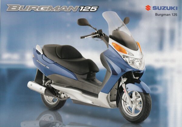 SUZUKI Burgman 125 + Prospekt flyer + 1 Blatt / 2 Seiten + aus 12/2002