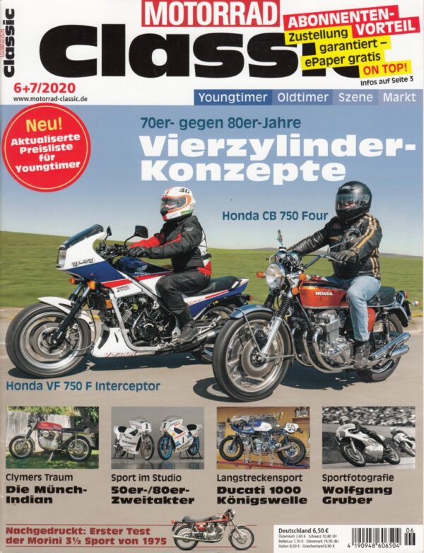 MOTORRAD Classic 6+7/2020 – Vierzylinder-Konzepte, Ducati 1000 Königswelle, Honda CB 750 Four
