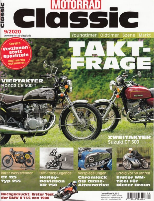 Motorrad Classic 9/2020 – Taktfrage: Honda CB 500 T vs. Suzuki GT 500