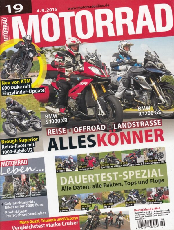 MOTORRAD 19/2015 - KTM 690 Duke, BMW S 1000 XR, BMW R 1200 GS, Alleskönner-Vergleich