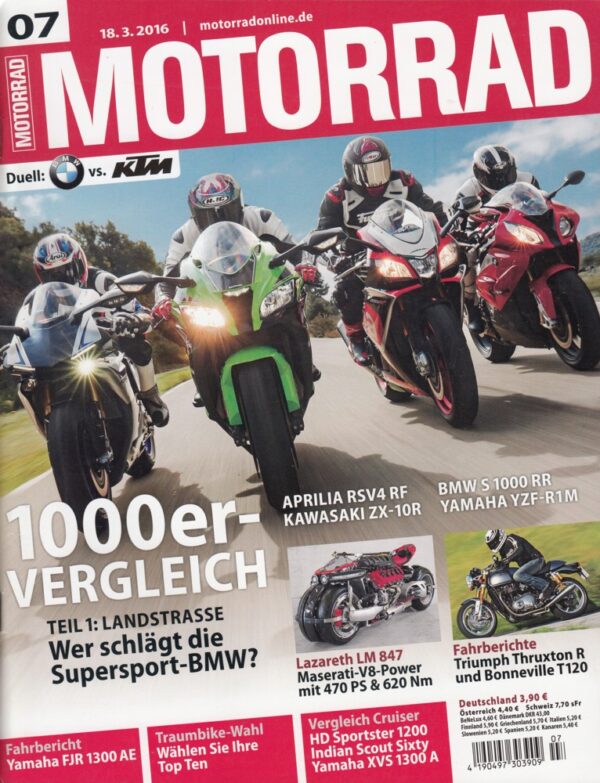 MOTORRAD 07/2016 - Fahrbericht Yamaha FJR 1300 AE, 1000er-Vergleich, Teil 1, Landstraße