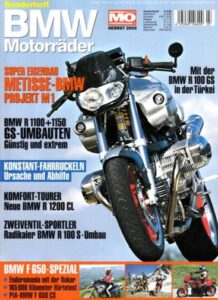 Titelseite: MO BMW Motorräder – R 1200 CL, R 1100 GS, F 650, R 1150 GS – Sonderausgabe 7, Herbst 2002