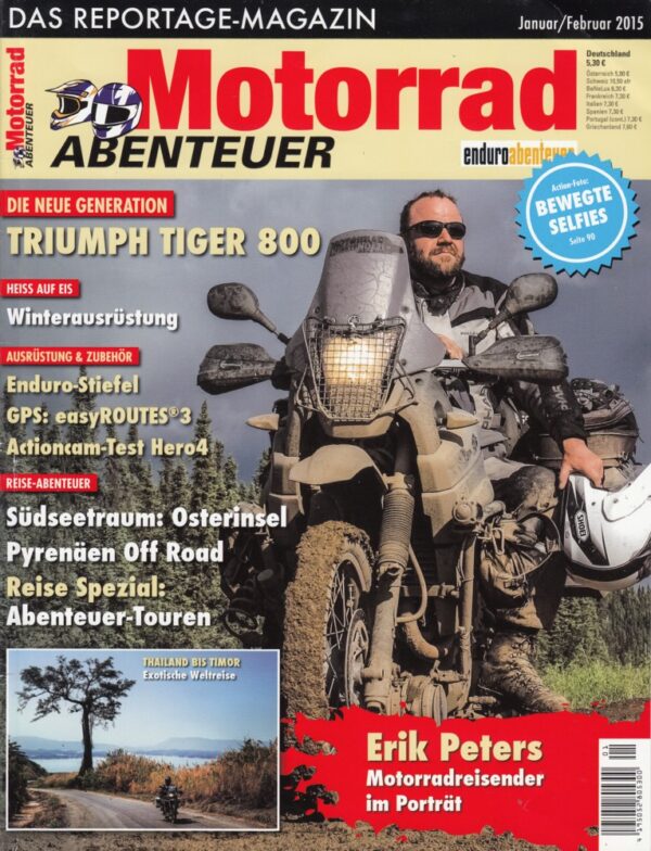 Motorrad ABENTEUER 1/2 2015 – Test Triumph Tiger 800 XCx / XRx; Husqvarna FE 250; KTM Freeride 250 R; BMW F 800 GS Adventure