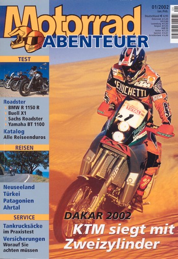 Motorrad ABENTEUER 01/2002 – Yamaha BT 1100 Bulldog; BMW R 1150 R; Sachs Roadster 800; Buell X1 White Lightning