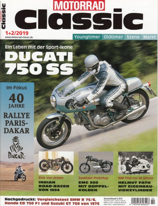 MOTORRAD Classic 1+2/2019 – Ducati 750 SS, Paris-Dakar, EMC 500, Indian Road-Racer
