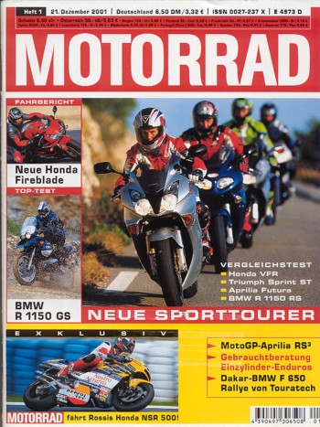 MOTORRAD 1/2002 – Test Honda CBR 900 RR Fireblade; Aprilia RST 1000 Futura; BMW R 1150 RS; Honda VFR