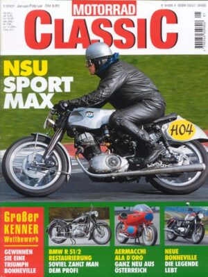 MOTORRAD CLASSIC 1/2001 – NSU Sportmax, es gibt zu wenig davon; Laverda 75; NSU Bison, österreichisches Motorrad; Renner 500 ohv