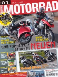 Titelseite: MOTORRAD 1/2010 – Top-Test Honda VFR 1200 F; Erinnerungen Yamaha XT 550