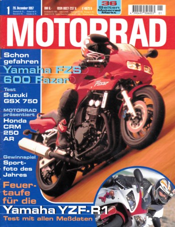 MOTORRAD 1/1998 – Test Yamaha FZS 600 Fazer; Test Suzuki GSX 750; Test Honda CRM 250 AR; Test Yamaha YZF-R1