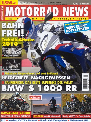 MOTORRAD NEWS 1/2010 – BMW S 1000 RR mit 142 kW (193 PS) Test & TEchnik; Kawasaki Z 1000 mit 102 kW (138 PS) Test & Technik; Ducati Hypermotard 1100 Evo / Evo SP mit 67 kW (91 PS) Test & Technik