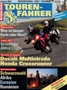 Titelseite: Tourenfahrer 1/2012 – Ducati Multistrada 1200 vs. Honda Crossrunner