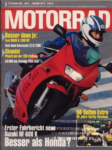 MOTORRAD 1/1993 – Test Suzuki RF 600 R; Test BMW K 1100 RS; Test Honda XRV 750 Africa Twin; Test Kawasaki ZZ-R 1100