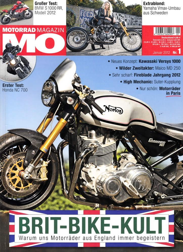 Titelbild: MO 1/2012 – Test BMW S 1000 RR; Test Kawasaki Versys 1000