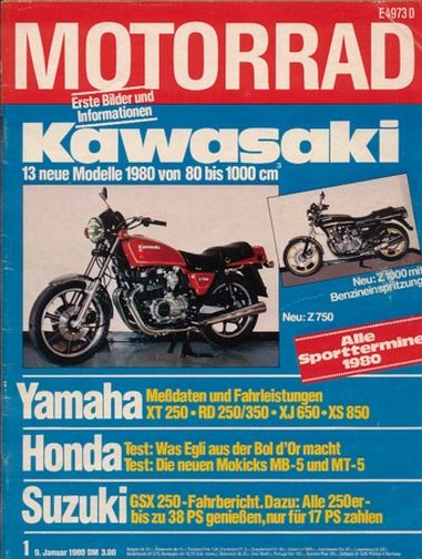 MOTORRAD 1/1980 – Honda CB 900 F Bol d'Or, hier von Egli getunt; Test Suzuki GSX 250 E; Test Harley-Davidson Tour Glide