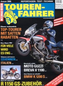Titelseite: Tourenfahrer 1/2006 – Moto Guzzi Breva V 1100; BMW K 1200 S