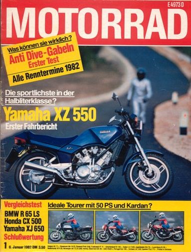 MOTORRAD 1/1982 – Test Yamaha XZ 550 mit 47 kW (64 PS) im Test; Test Honda Super Cub mit 3,3 kW (4,5 PS) im Test