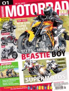 Titelseite: MOTORRAD 1/2014 – Top-Test KTM 1290 Super Duke R; Vorstellung Brough Superior S.S. 100