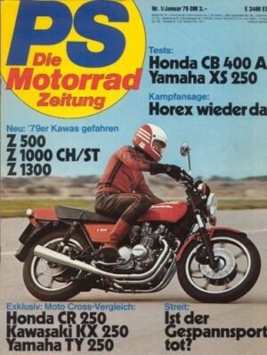 PS 1/1979 – Honda CR 250 mit 27 kW (37 PS) im Vergleichstest, Kawasaki KX 250 mit 29 kW (40 PS) im Vergleichstest