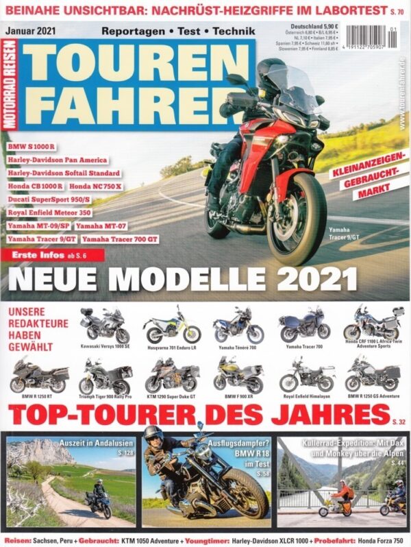 TOURENFAHRER 1/2021 – Honda ST 50 Dax, damit über die Alpen zum Comer See, BMW R 18 "First Edition" mit 67 kW (91 PS) Test & Technik