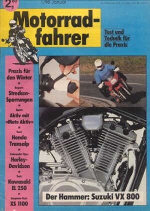 Motorradfahrer 1/1990 – Test Honda XL 600 V Transalp; Harley-Davidson, Modelle ab Baujahr 1927; Test Kawasaki EL 250