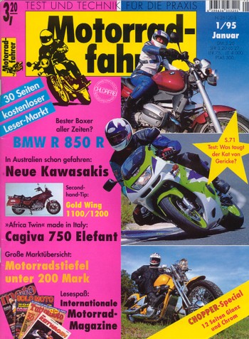 Motorradfahrer 1/1995 – BMW R 850 R, Cagiva Elefant 750