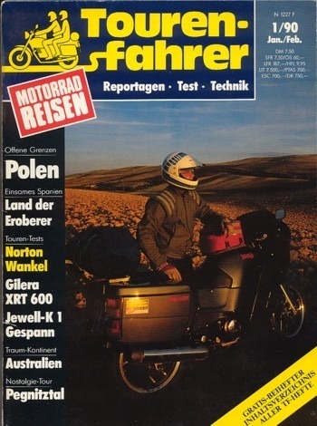 Tourenfahrer 1/1990 – Norton Commander mit 63 kW (85 PS) im Touren-Test, Gilera XRT 600 mit 30 kW (41 PS) im Touren-Test