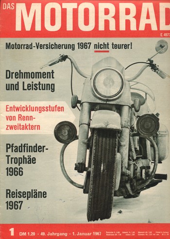 das MOTORRAD 1/1967 – Puch 250 SGS, Bauarbeiten am Motor; Yamaha, Entwicklung von Rennzweitaktern