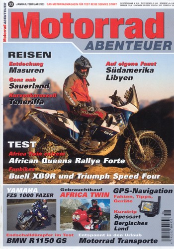 02-02.jpg Motorrad ABENTEUER 1/2 2003 – Buell XB9R Firebolt; Triumph Speed Four; Test Kawasaki Z 1000; Test Yamaha FZS 1000 Fazer