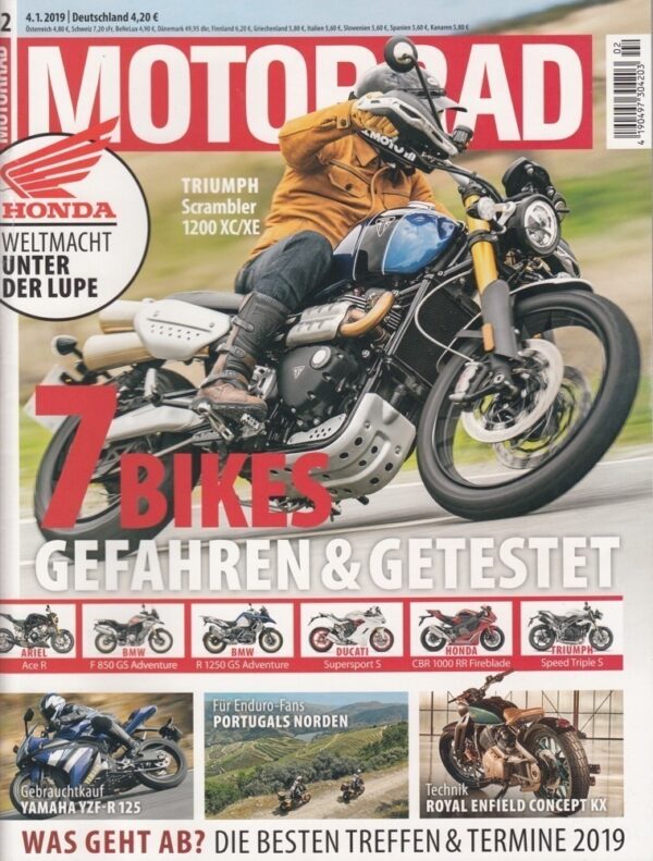 MOTORRAD 02/2019 – Triumph Scrambler 1200 XC, BMW R 1250 GS Adventure, Honda CBR 1000 RR