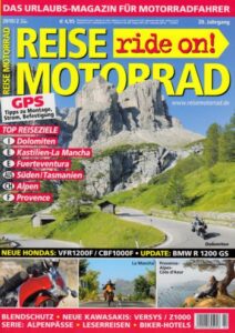 Titelseite: REISE MOTORRAD ride on! 2/2010 – BMW R 1200 GS mit 81 kW (110 PS) Vorstellung, BMW R 1200 GS Adventure mit 81 kW (110 PS) Vorstellung