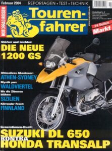 Titelseite: Tourenfahrer 2/2004 – Honda XL 650 V Transalp vs. Suzuki DL 650 V-Strom