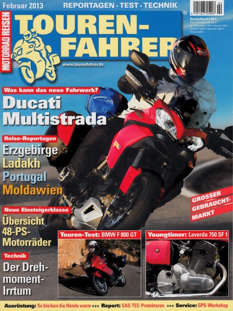 Titelbild: Tourenfahrer 2/2013 – Ducati Multistrada 1200 S; BMW F 800 GT; Laverda 750