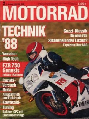 MOTORRAD 2/1988 – Test Bakker-Kawasaki GPZ 1000 RX; Yamaha FZR 750 R; Moto Guzzi V 65