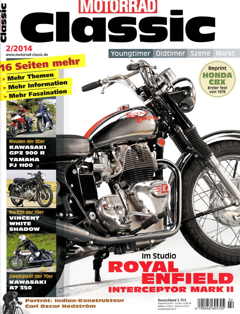 Titelbild: Motorrad Classic 02/2014 – Kawasaki GPZ 900 R; Yamaha FJ 1100; Royal Enfield Interceptor Mark II