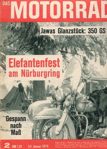 Titelbild: DAS MOTORRAD 2/1970 – Elefantentreffen 1970; Test Jawa 350 GS; FN-Rennmaschinen