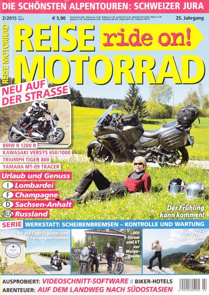 Titelbild: REISE MOTORRAD ride on! 2/2015 – Test Triumph Tiger 800 XC / XR