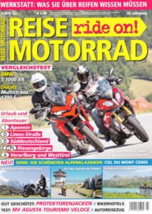 Titelseite: REISE MOTORRAD ride on! 2/2016 – BMW S 1000 XR mit 118 kW (160 PS) im Vergleichstest