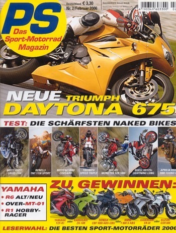 PS 2/2006 – Aprilia Tuono 1000 R mit 98 kW (133 PS) im Vergleichstest, Benelli TnT 1130 Sport mit 99 kW (135 PS) im Vergleichstest