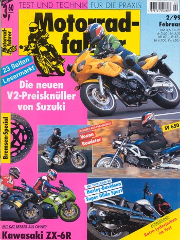 Motorradfahrer 2/1999 – SV 650, ZX-6R Ninja, RSV Mille, Dyna Sport