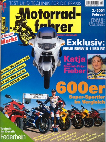 Motorradfahrer Heft 2/2001 – Suzuki GSX-R 1000, 6-fach 600er-Supersportler-Vergleich