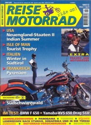 REISE MOTORRAD ride on! 2/1997 – BMW F 650 mit 35 kW (48 PS) im Test, Yamaha XVS 650 Drag Star mit 29 kW (40 PS) im Test