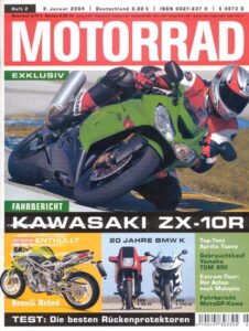 Titelseite: MOTORRAD 2/2004 – Top-Test Aprilia RSV mille Tuono; Dauertest Suzuki DL 1000 V-Strom
