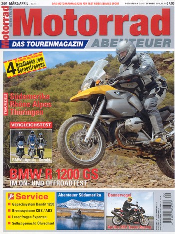 Motorrad ABENTEUER 2/2004 – Aprilia Pegaso 650 i.e.; BMW F 650 GS Dakar; Suzuki DL 650 V-Strom; DKW Supersport 500, Baujahr 1930, ein Oldtimer