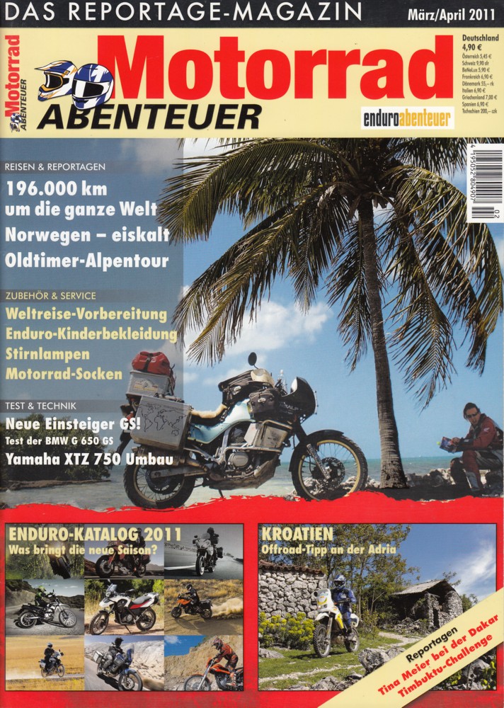 Titelbild: Motorrad Abenteuer 3/4 2011 – Test BMW G 650 GS; Gas Gas EC 300 E