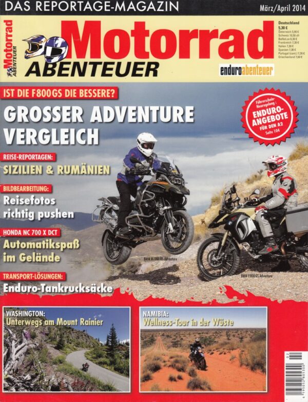 Motorrad ABENTEUER 3/4 2014 – BMW F 800 GS Adventure; BMW R 1200 GS Adventure; Test Honda NC 700 X DCT