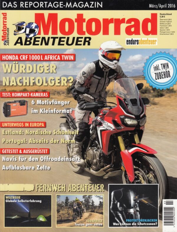 Motorrad ABENTEUER 3/4 2016 – Test Honda Africa Twin; Yamaha WR 450 F, nicht nur ein Crosser