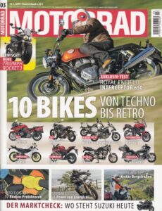 Titelseite: MOTORRAD 03/2019 – Royal Enfield Interceptor 650, Ducati Multistrada 1260, Honda CB 1000